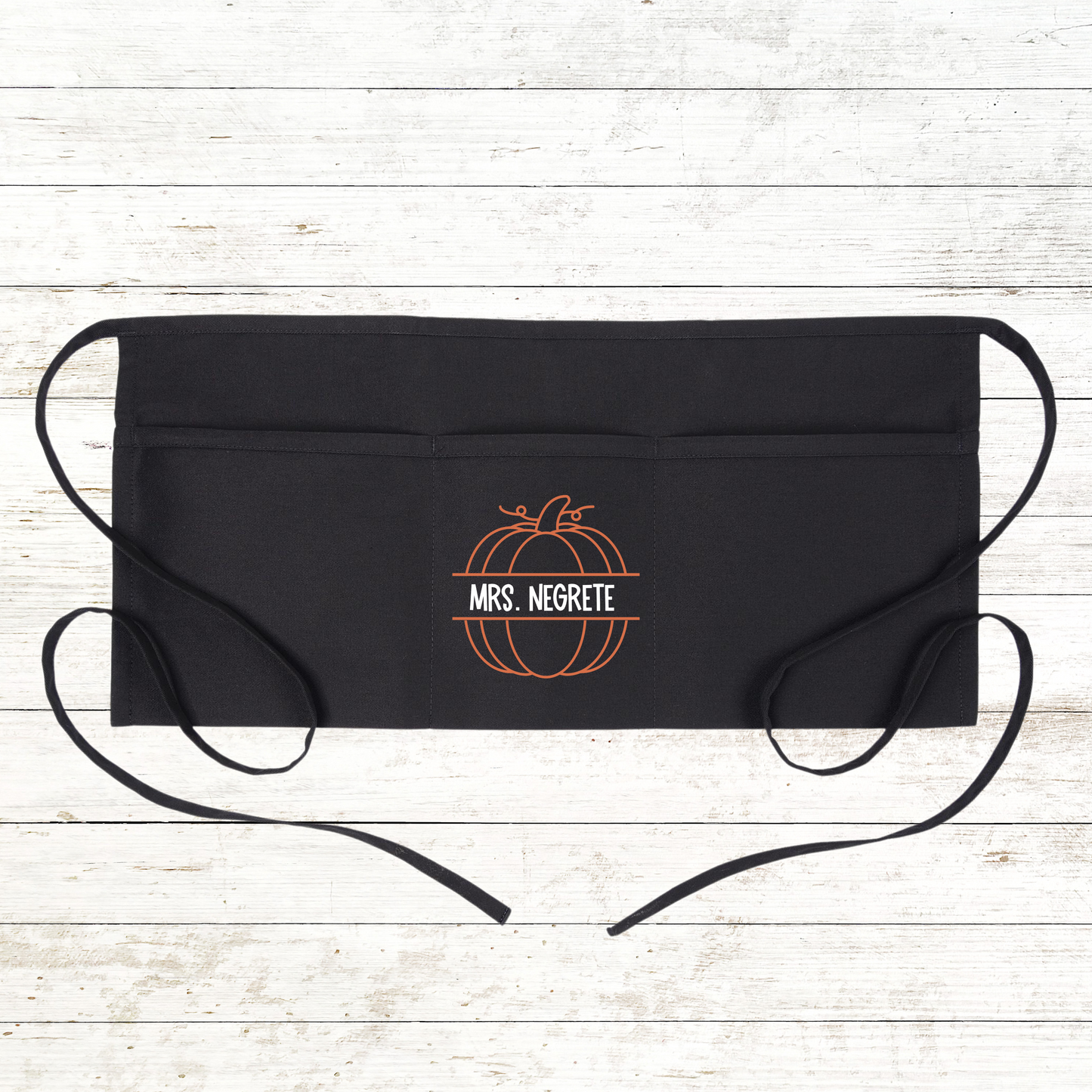 Personalized Teacher Apron with pockets: Pumpkin with Name