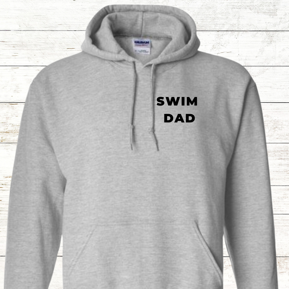 Swim Dad Club - Official Member - Back Design - Adult Hooded Sweatshirt