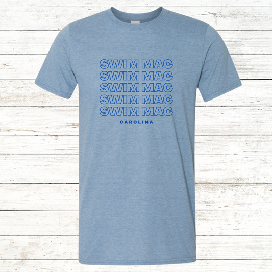 Swim Mac Carolina - Adult Swimmer Crewneck Tee: Blue Glitter