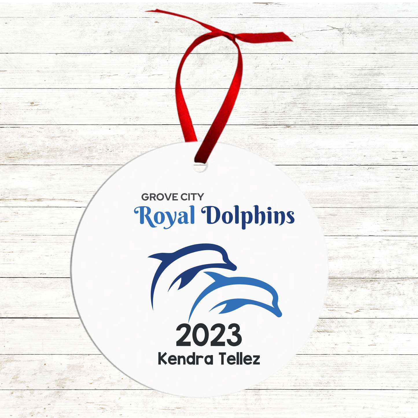 Swim Team Christmas Ornament - Grove City Royal Dolphins