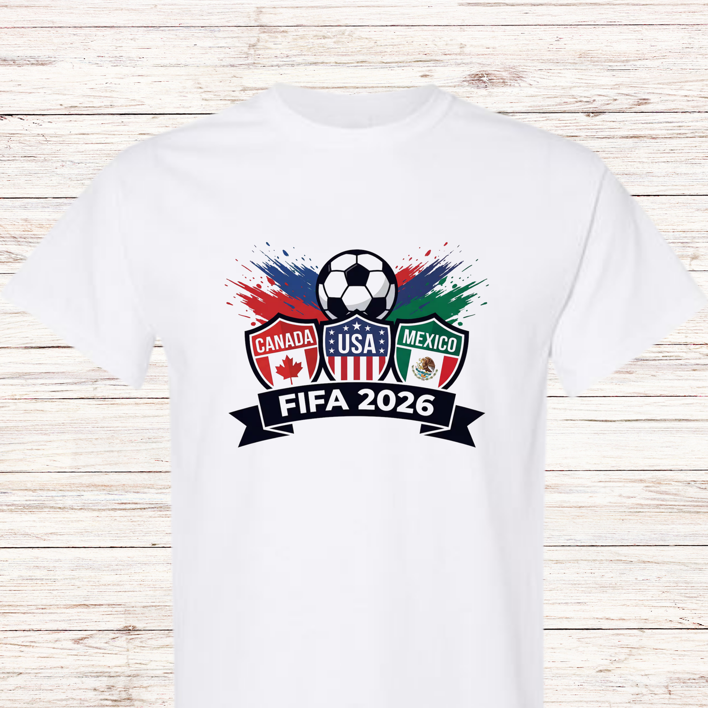 FIFA 2026 Host Nations Fan Tee – USA, Canada & Mexico Soccer Shirt