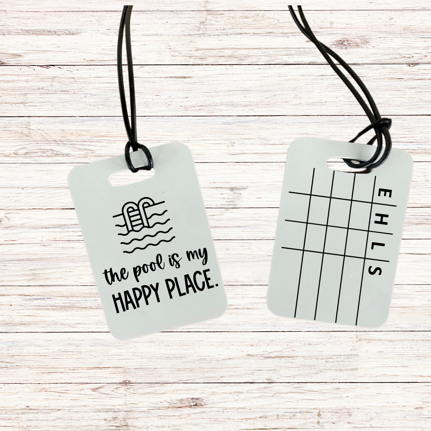 Reusable swim meet heat tag: The Pool is my Happy Place