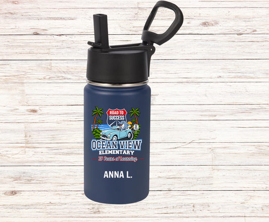 Ocean View Elementary 2026-2027 Road to Success Kids Water Bottle – 14 oz Personalized