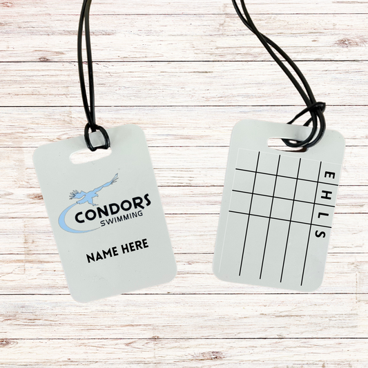 Reusable swim meet heat tag: Condors Swimming