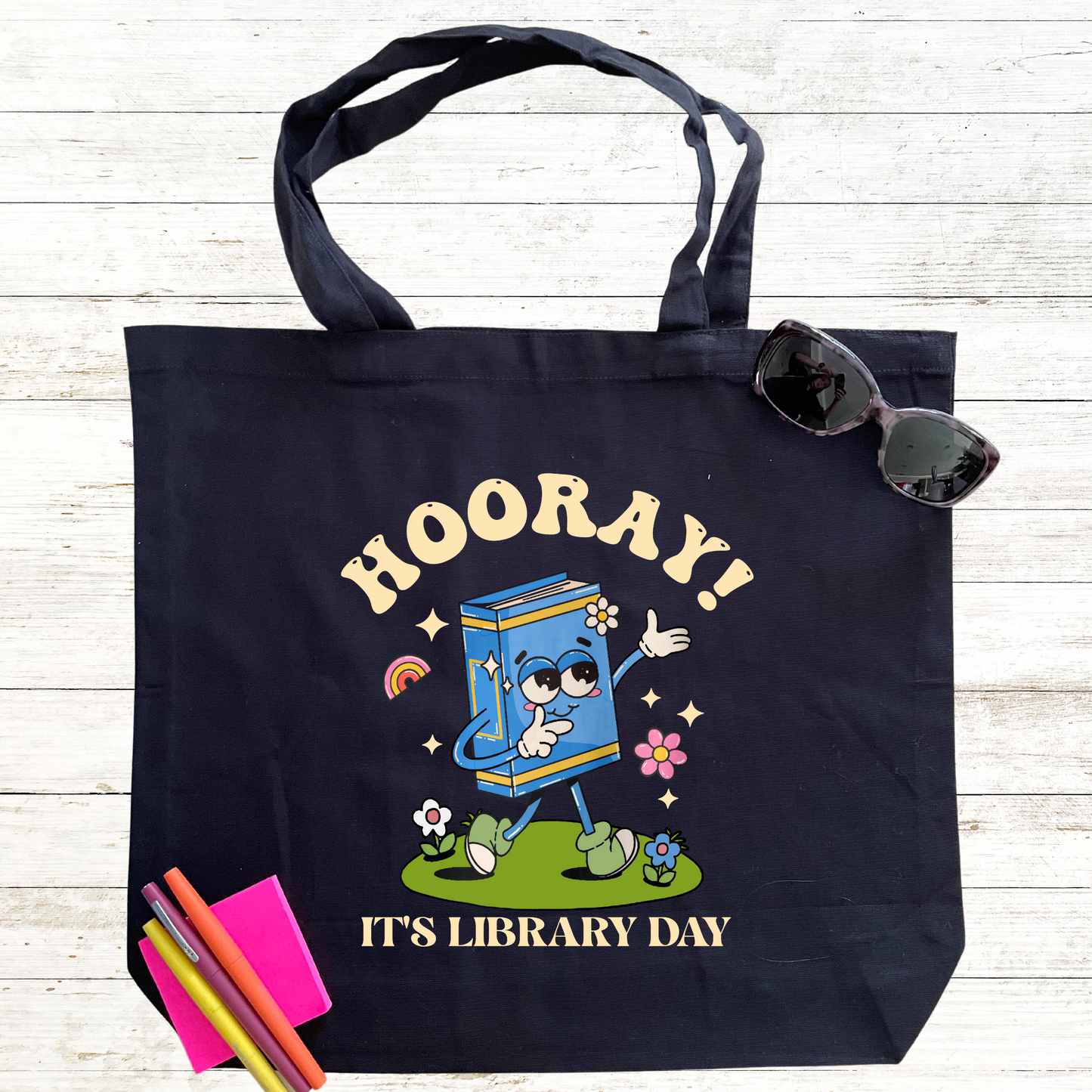 Hooray! It’s Library Day! Tote Bag – Book Lover & Teacher Gift