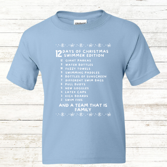12 Days of Christmas Swimmer Edition - Funny Swimming Holiday Shirt | Swim Mom Customs