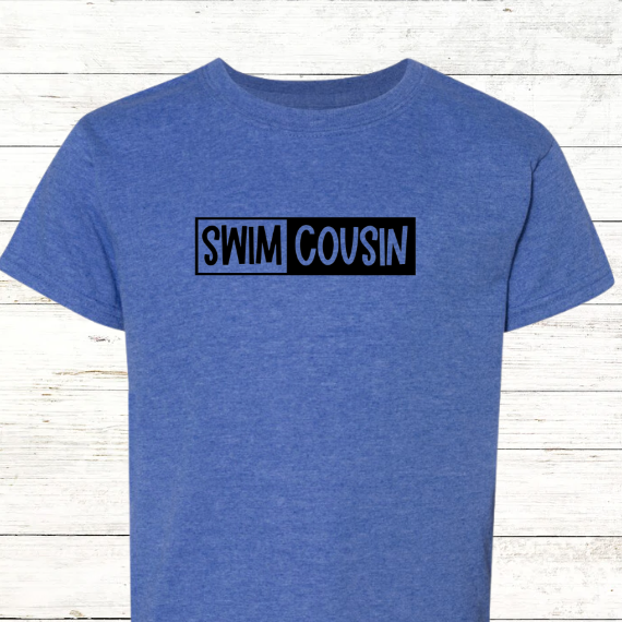Swim Cousin Youth Shirt - Free Shipping - Back of Shirt Personalization Option: Youth Crewneck Tee