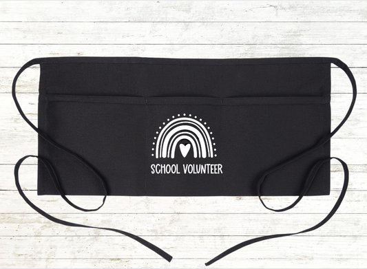 Personalized Teacher / School Apron with pockets: Boho Rainbow White