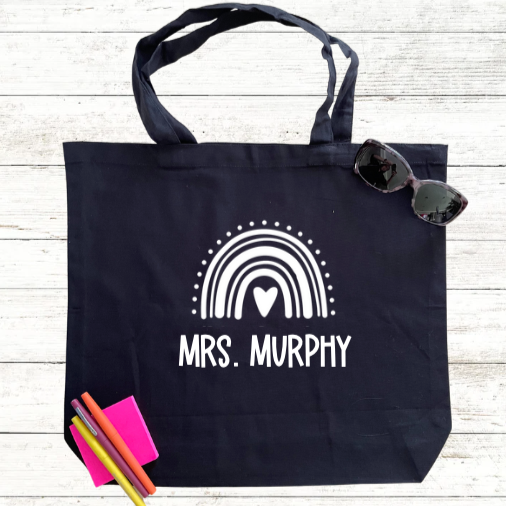 Boho Rainbow Teacher Tote Bag - Personalized
