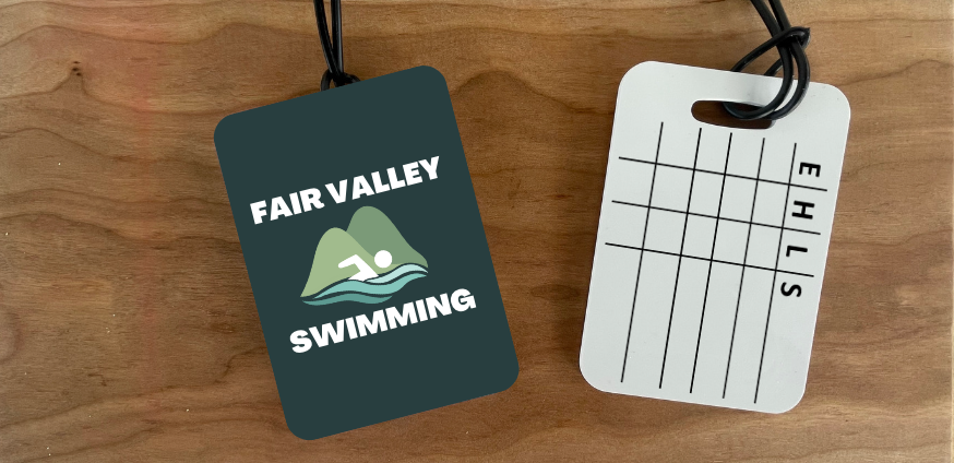 Reusable swim meet heat tags with personalization Option: Fair Valley