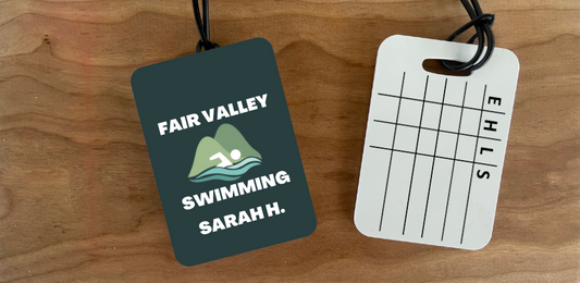 Reusable swim meet heat tags with personalization Option: Fair Valley