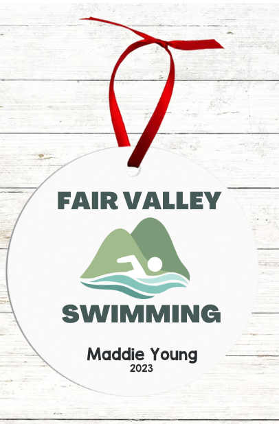 Personalized Swimmer Christmas Ornament - Includes Best Swim Times 2023 - Fair Valley Fins