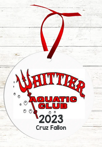 Personalized Swimmer Christmas Ornament - Includes Best Swim Times 2023 - Whittier Aquatic