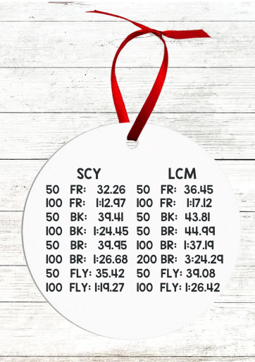 Personalized Swimmer Christmas Ornament - Includes Best Swim Times 2023 - Whittier Aquatic