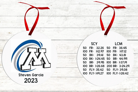 Personalized Swimmer Christmas Ornament - Includes Best Swim Times 2023 - Minnetonka