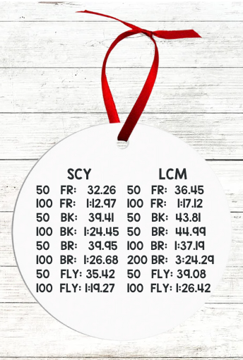 Personalized Swimmer Christmas Ornament - Includes Best Swim Times 2023 - Minnetonka