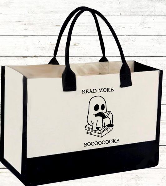 Read More Booooks Halloween Tote Bag with Optional Monogram Personalization