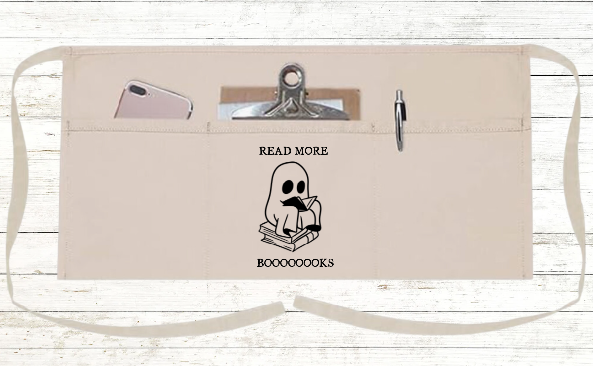 Read More Booooks Halloween Teacher / School Apron with pockets: Halloween