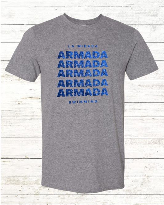 Armada Swimming Blue Glitter Tee - Adult Crewneck Spirit Day Tee