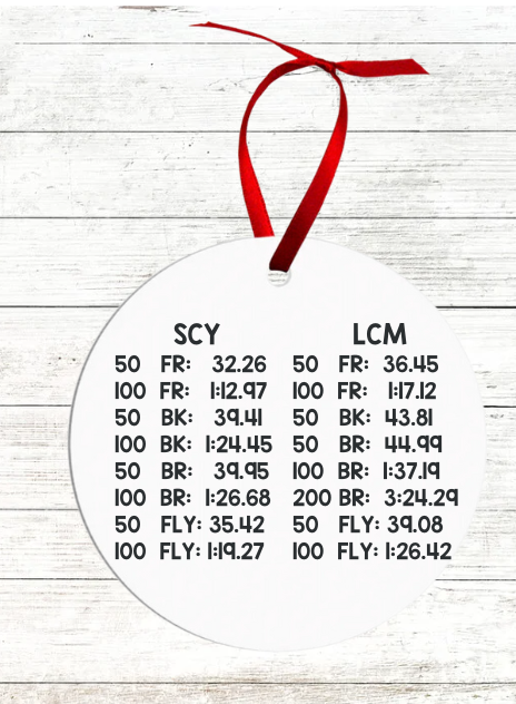 Personalized Swimmer Christmas Ornament - Includes Best Swim Times 2023 - Armada