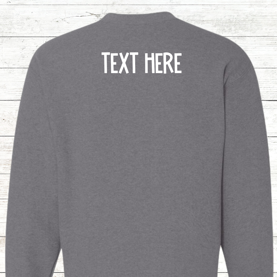 Sorry. Can't. Swim. Meets. - Color Text - Adult Sweatshirt - Personalized on back
