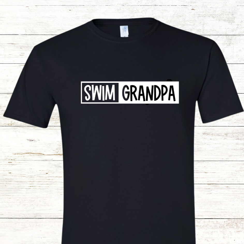 Swim Grandpa - White Text - Adult Crewneck Tee