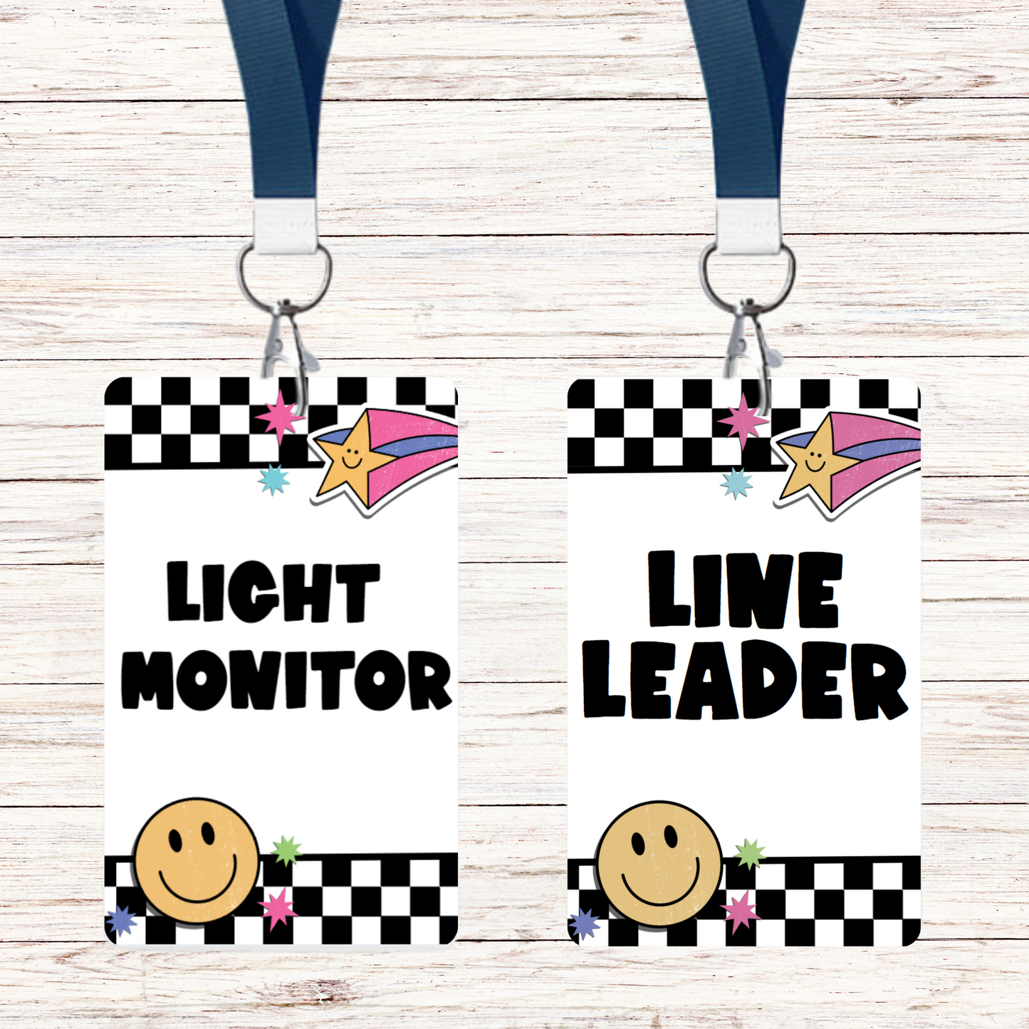Checkerboard Happy Face Classroom Jobs - 6 pack