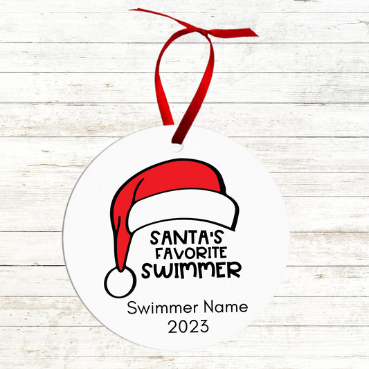 Santa's Favorite Swimmer 2023 Christmas Ornament- Personalization Option