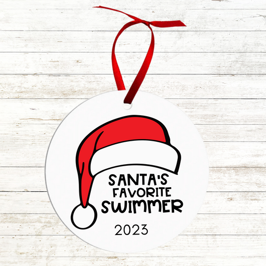 Santa's Favorite Swimmer 2023 Christmas Ornament- Personalization Option
