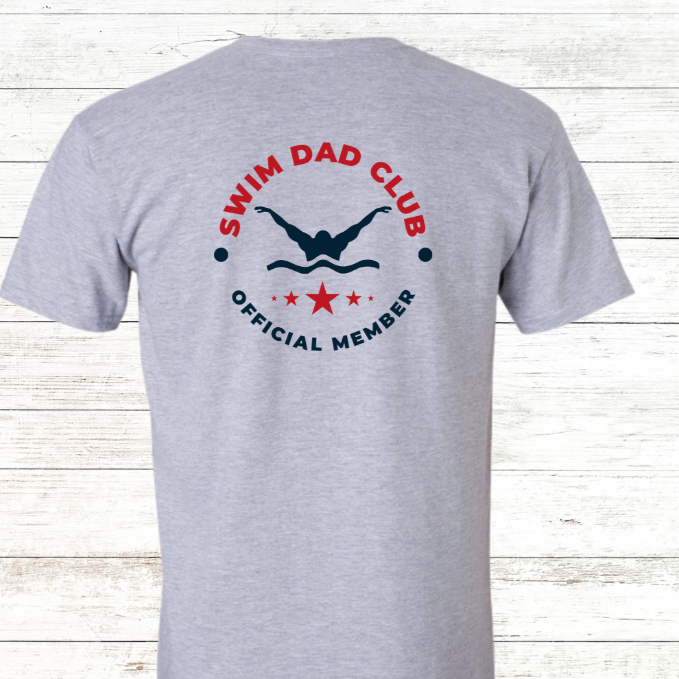 Swim Dad Club - Official Member- Back Design - Adult Crewneck Tee