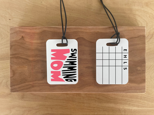 Reusable swim meet heat tag: Swimming Mom