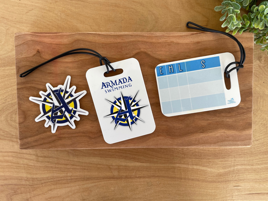 Reusable swim meet heat tags: La Mirada Armada