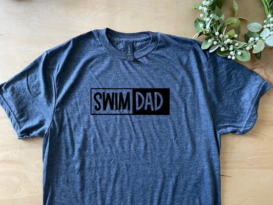 Swim Dad Shirt Adult Crewneck Tee (Black Font)