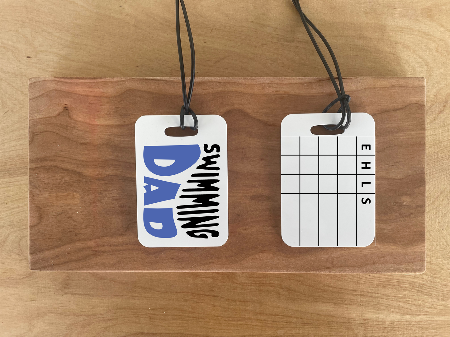 Reusable swim meet heat tag: Swimming Dad