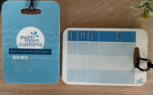 Reusable swim meet heat tags: Swim Mom Customs #2