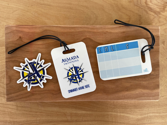 *Personalized* Reusable swim meet heat tags: La Mirada Armada #2
