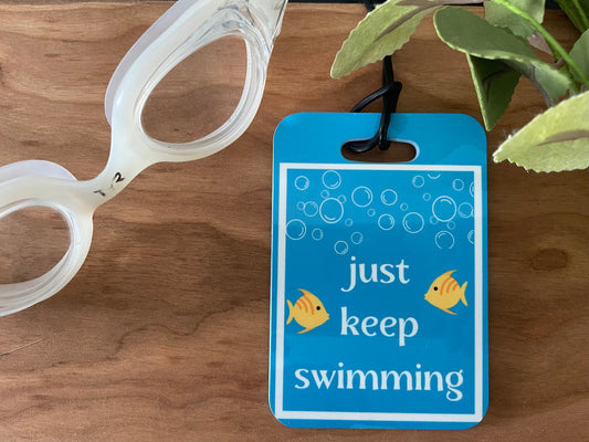 Reusable swim meet heat tags: Just keep swimming