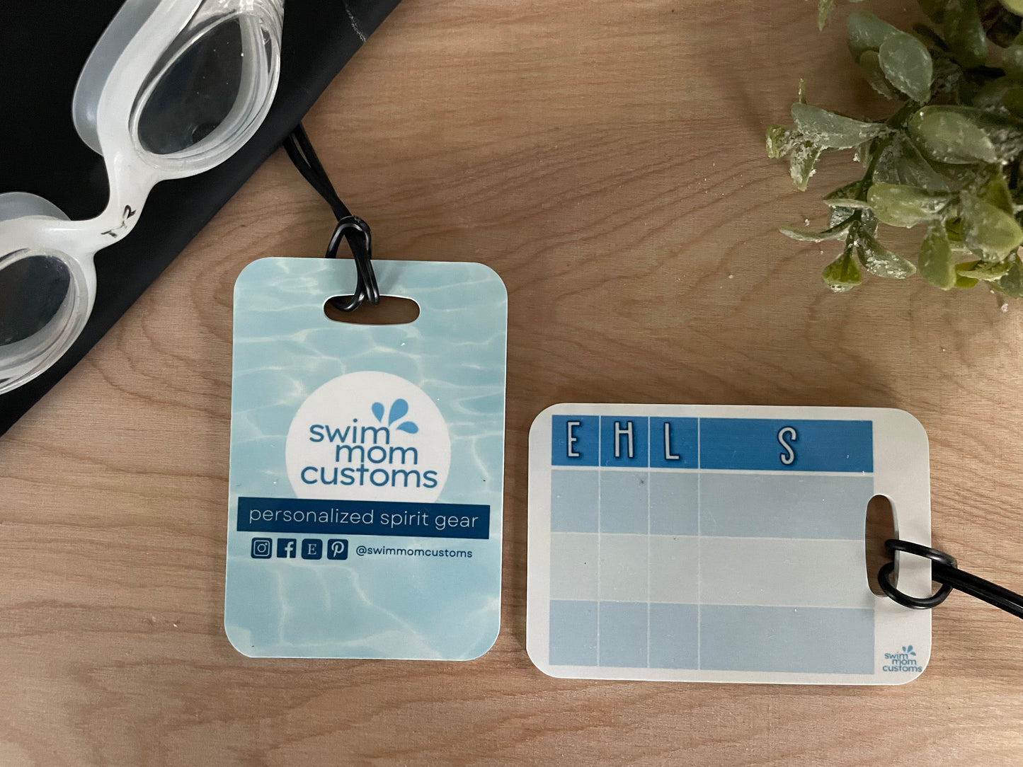 Reusable swim meet heat tags: Swim Mom Customs