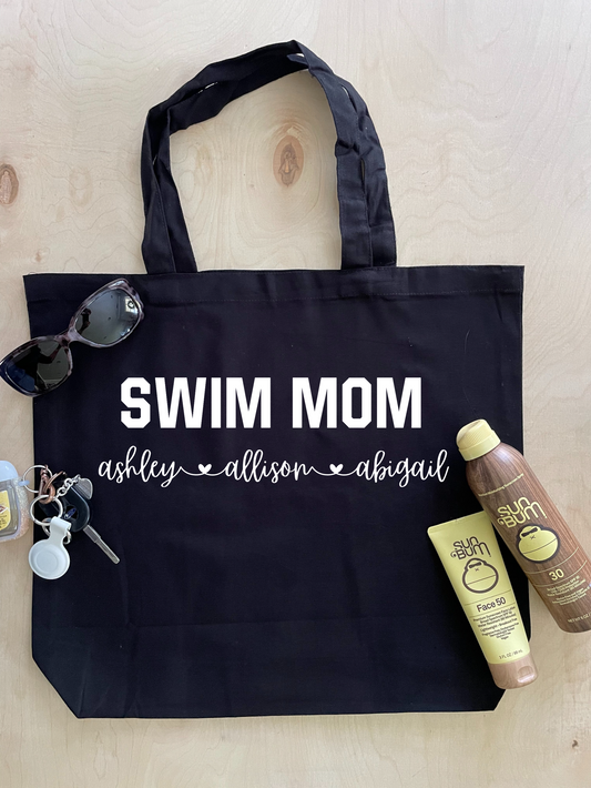 Swim Mom Tote Bag: Personalized with Swimmer Names