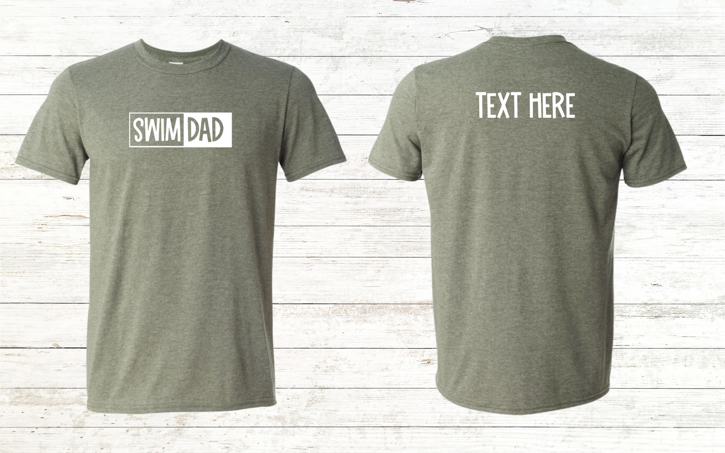 Swim Dad - White Text -  Adult Crewneck Tee