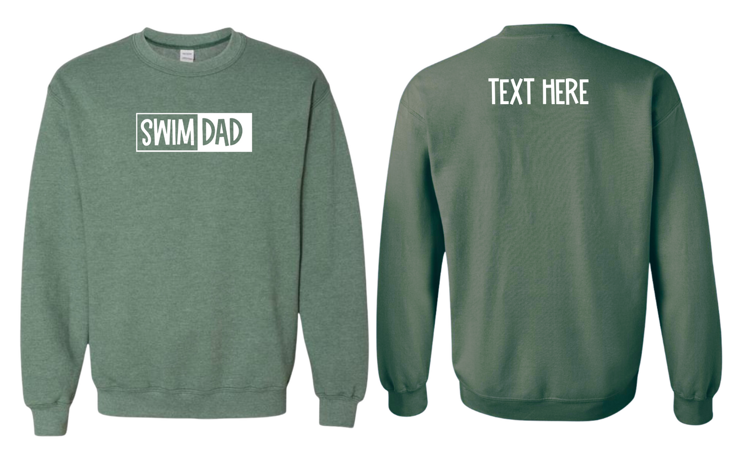 Swim Dad - White Text - Adult Sweatshirt - Personalized on back