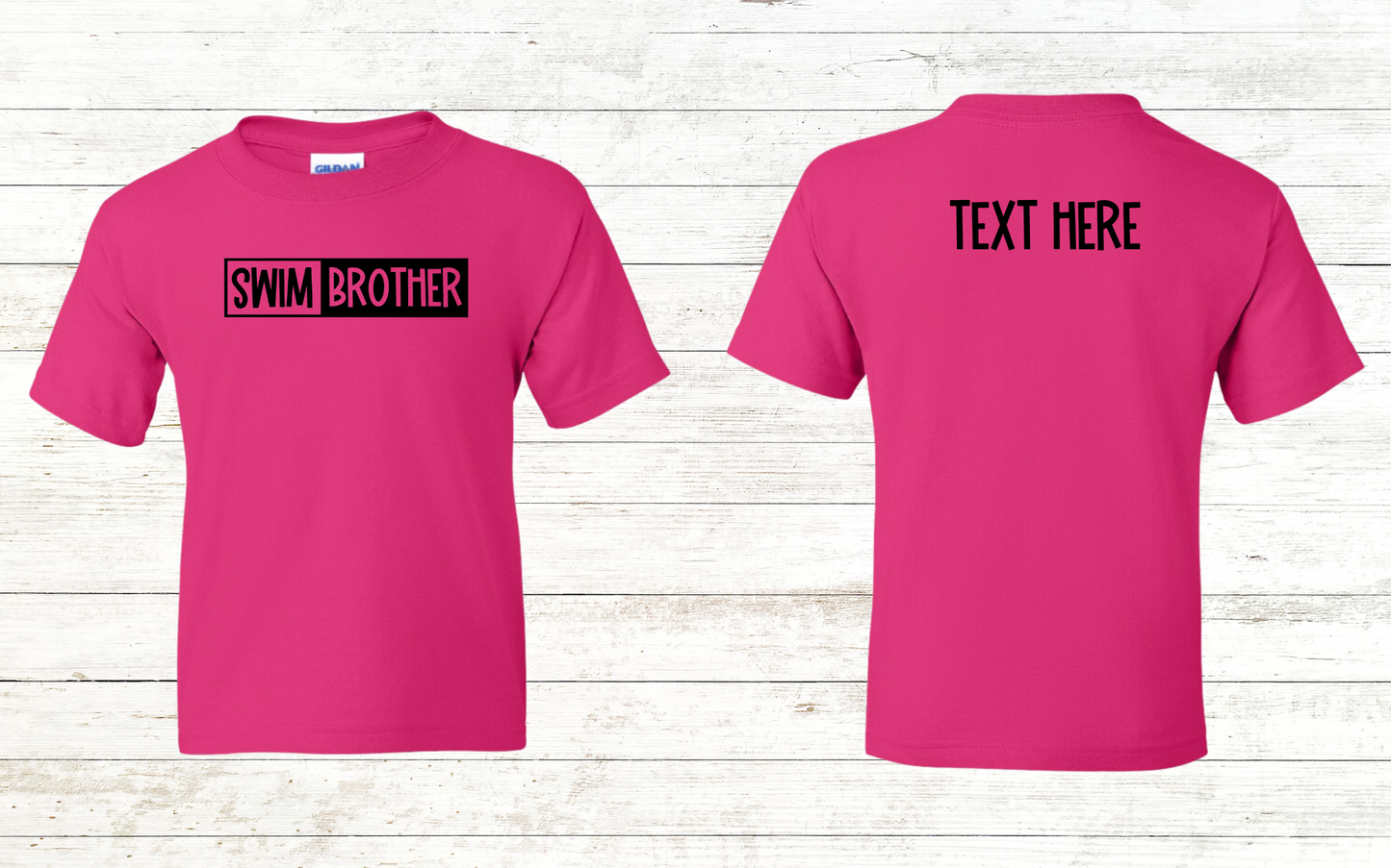 Swim Brother- Free Shipping - Back of Shirt Personalization Option: Youth Crewneck Tee