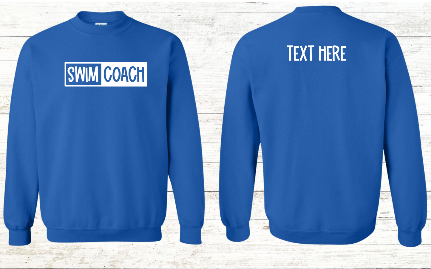 Swim Coach - White Text - Adult Sweatshirt - Personalized