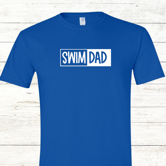 Swim Dad - White Text -  Adult Crewneck Tee