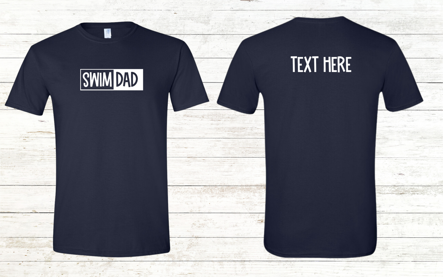 Swim Dad - White Text -  Adult Crewneck Tee