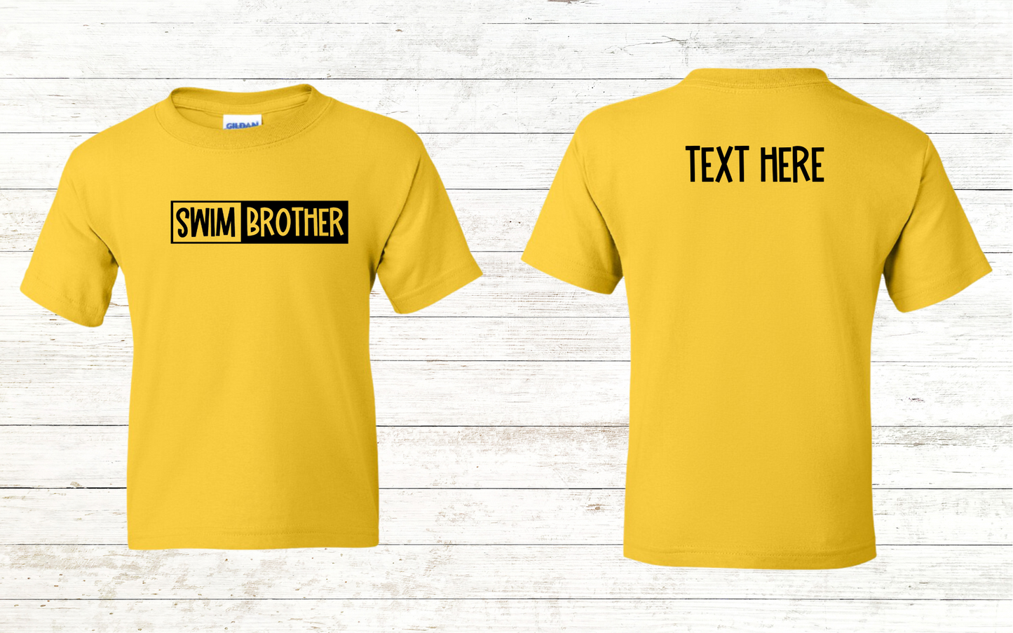 Swim Brother- Free Shipping - Back of Shirt Personalization Option: Youth Crewneck Tee