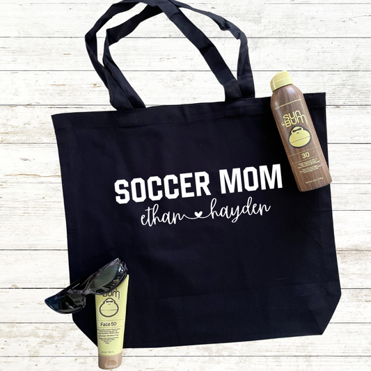 Personalized Soccer Mom Tote Bag with Player Names