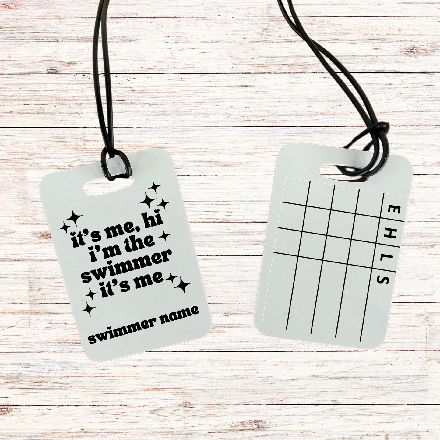 Reusable swim meet heat tag: I'm the swimmer it's me