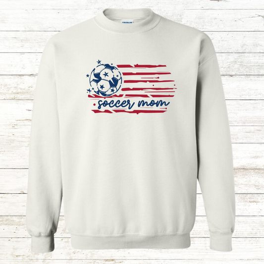American Flag Soccer Adult Sweatshirt - Back Personalization Option