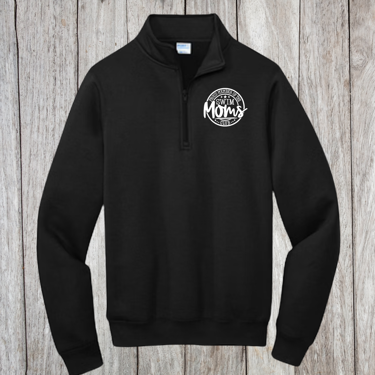 Swim Mom Dad Club Quarter Zip Pullover | Personalized Last Name Custom Apparel